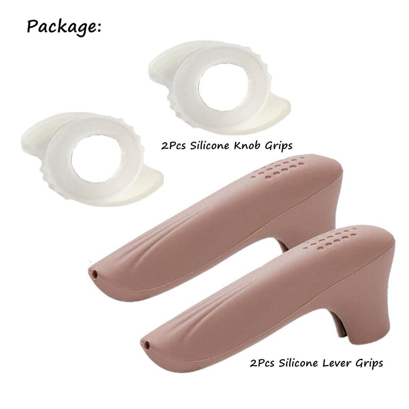 [Australia] - Eggone 4/Set Silicone Door Handle Cover Door Grip Anti-Collision Anti-Static Multifunctional Door Handle Protective Cover for Home (2Pcs Knob & 2Pcs Lever Door Handle Cover) 2pcs Knob & 2pcs Lever Door Handle Cover 