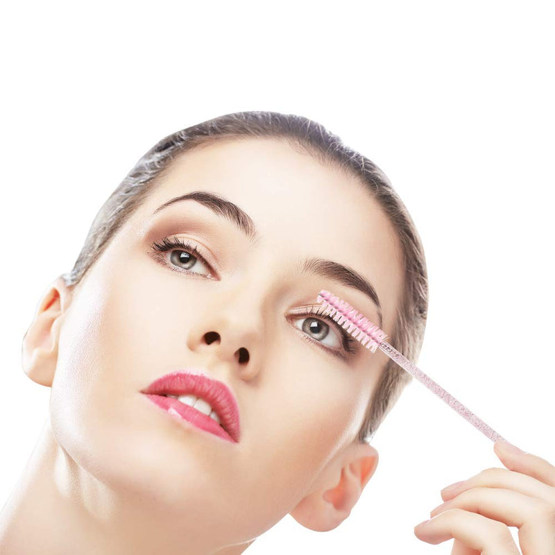 [Australia] - 300 Pack Mascara Wands Disposable Bulk Eyelash Extension Tool Lash Brushes Makeup Applicator Kit, Crystal Light Pink Handle - Pink Brush Head Crystal Light Pink-Pink 