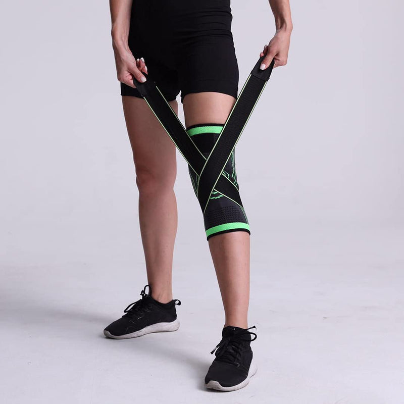 [Australia] - NuCamper Knee Brace for Arthritis Pain,Adjustable Compression Sleeve for Men Women Pain Relief，Knee Support for Injury Recovery, Meniscus Tear,Runing,Sports,Workout Green Large 