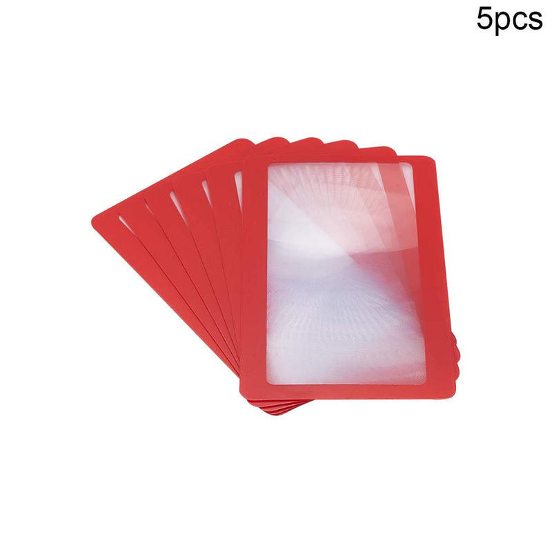 [Australia] - Bettomshin 6Pcs PVC Fresnel Lens Magnifier 2.83" x 1.61"(LxW) Lens Size 3X Magnifying Glass Page Magnifying Sheet Credit Card Magnifier for Reading Small Prints Red Tones Red 6pcs 