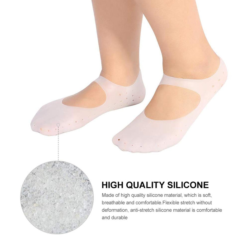 [Australia] - Silicone Socks, 1 Pair of Foot Anti-Cracks Protective Foot Care Socks Prevention Tool, for Care of Cracked Feet in Dry Skin Unisex(White-M) White M 