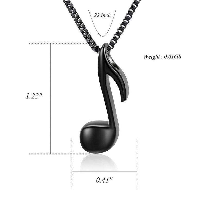[Australia] - XSMZB Music Note Cremation Jewelry for Ashes Urn Pendant Necklace Stainless Steel Keepsake Memorial Jewellery Unisex Black 