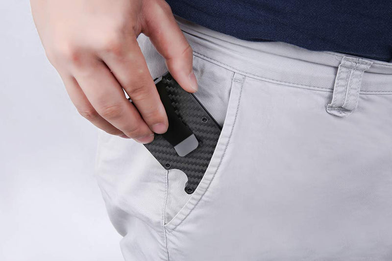[Australia] - Carbon Fiber Money Clip Wallet – RFID Minimalist Aluminum Wallet Slim Credit Card Holder Front Pocket Metal Wallet for Men 02-carbon fiber black 