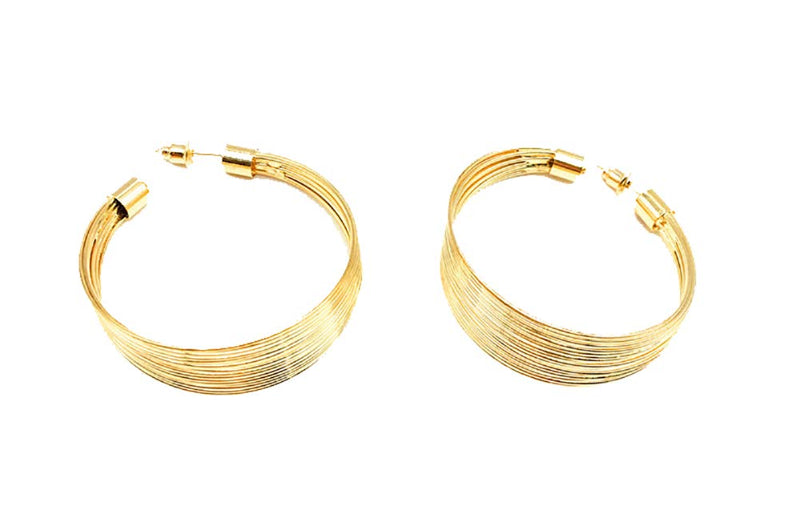[Australia] - HENGYID African Art Style Multi-Layer Gold Plated Chain Choker Necklace Hoop Earrings Cuff Bangle Bracelet Ring Set 