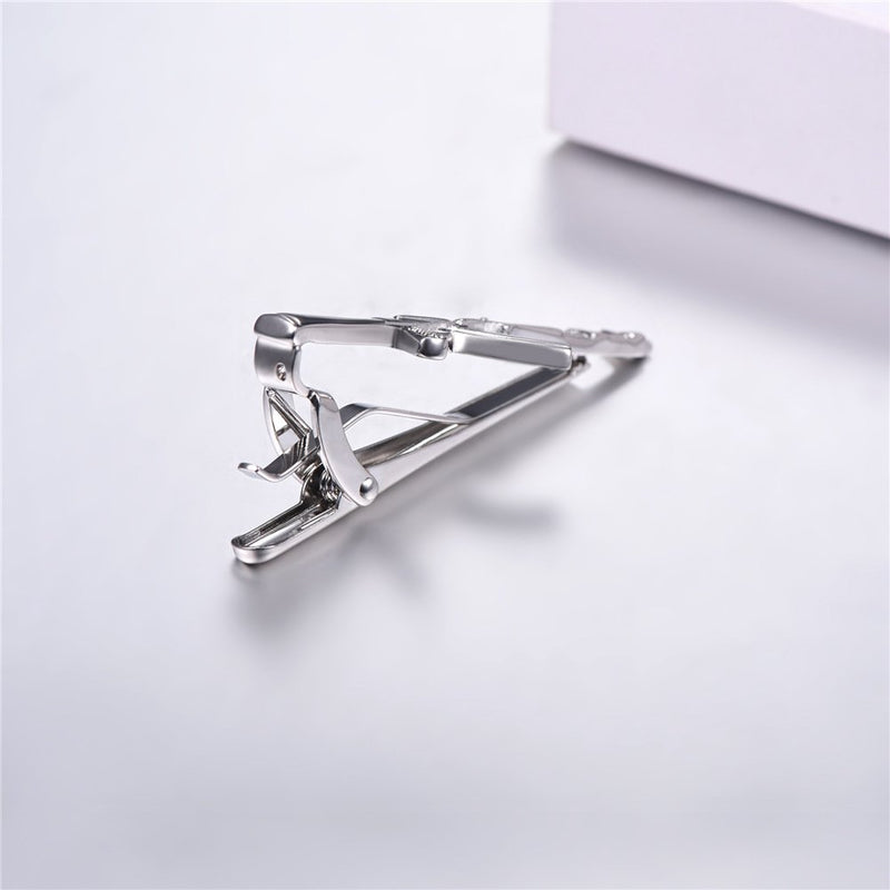 [Australia] - U7 Men Tie Clips for Wedding Anniversary Tie Clip Cufflinks Platinum/Black/Gold/Rose Gold Regular Tie Bar 1-6 Pcs,Customizable D.3Pcs Set 