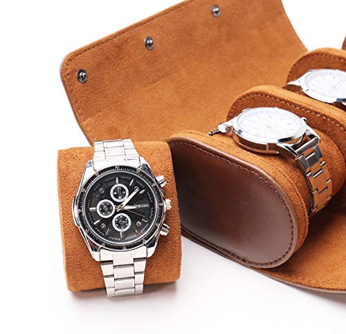 [Australia] - ZHZM Watch Travel Storage Case-Watch Roll Travel Case for Men and Women- 3 Watch Storage and Organizer-Secure Storage with Innovative Removable Pillows & Solid Dividers for Home Storage, Travel and Display ( Dark Brown) 