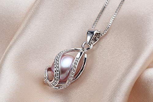 [Australia] - Pearl Jewelry Sets For Women Fashion AAAA Quality 8-9 mm Natural Freshwater 925 Sterling Silver Earrings Pendant Necklace Wedding Jewelry White Purple 