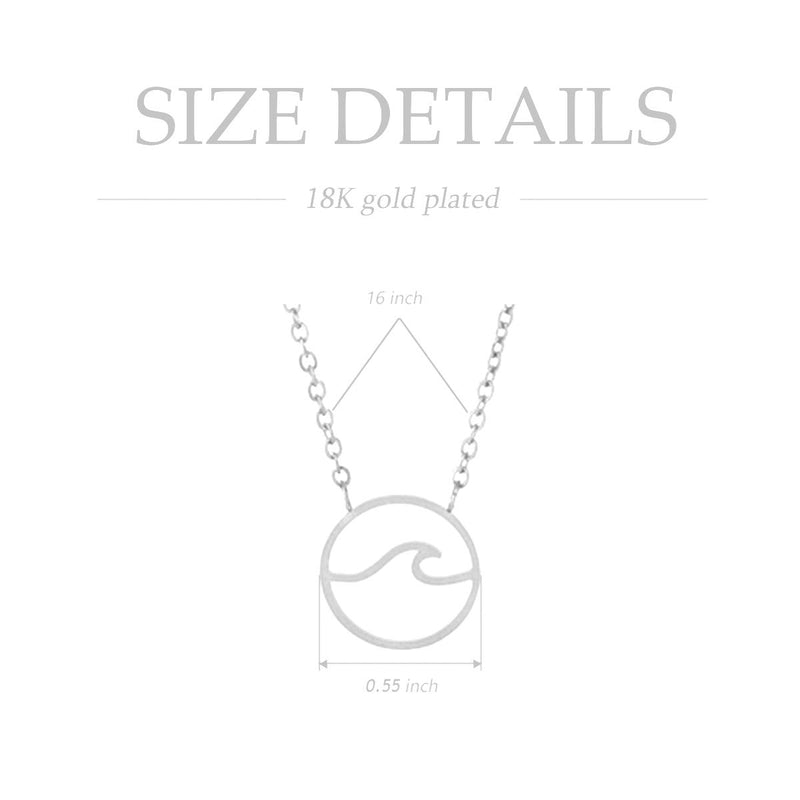 [Australia] - VAttract Wave Pendant Necklace Ocean Jewelry Gifts Beach Necklaces Cute Chokers for Women Teen Girls Silver 
