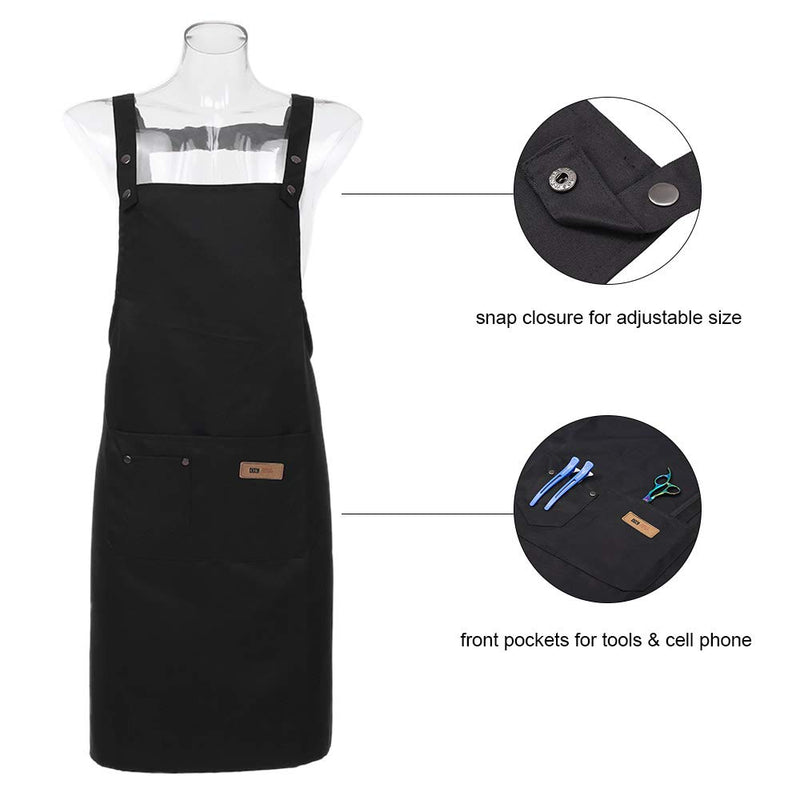 [Australia] - Hairdresser Apron Anself Professional Stylist Apron Waterproof Hairdressing Coloring Shampoo Haircuts Cloth Wrap Hair Salon Tool (Black) Black 