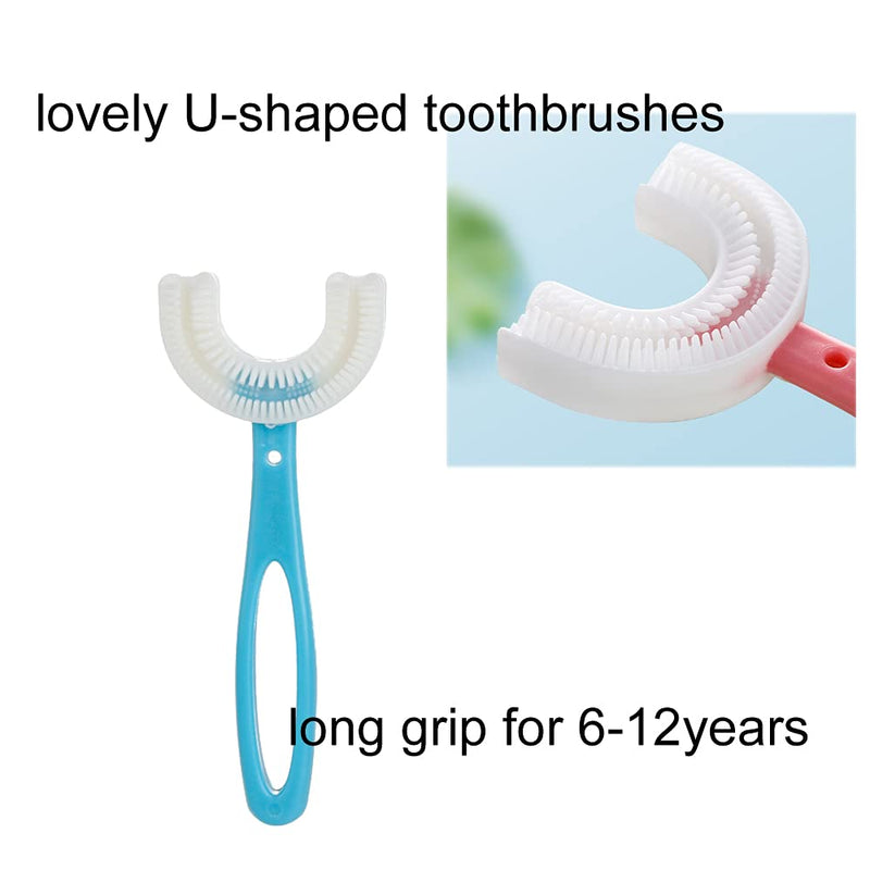 [Australia] - SATIS Silicone U-Shaped Manual Toothbrushes for Kids 6-12 Years, 2PCS Lovely Children Training Toothbrushes. 