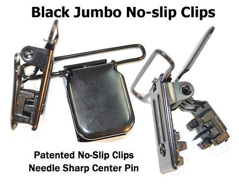 [Australia] - Jumbo Holdup patented no-slip suspender center pin type clips Black 1 