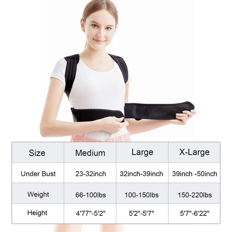 [Australia] - True Face Posture Corrector for Men, Women and Kids, Spine and Back Support, Relief Pain in Neck, Back and Shoulders, Adjustable and Breathable Back Brace Improves Posture Black M 