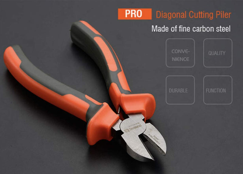 [Australia] - Edward Tools Harden Pro Wire Cutters Diagonal Pliers 6” - Heavy Duty Side Flush Cutters for Wire, Zip Ties, Crafting, Electrical Wire - Fine Carbon Steel - Spring Loaded Ergo Grip Handle (1) 1 