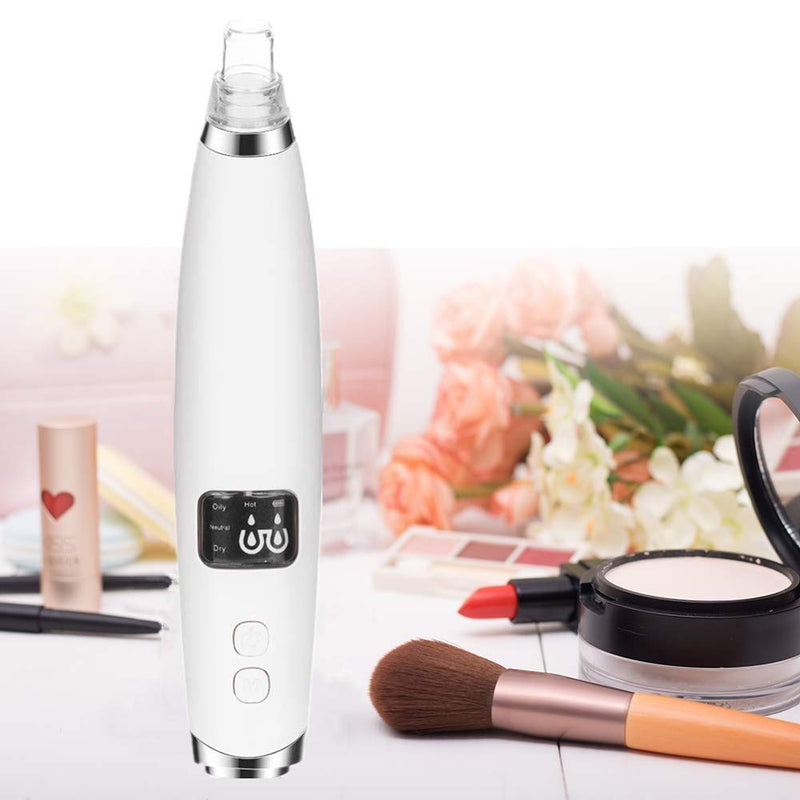 [Australia] - GORGEOU Blackhead Remover Vacuum, Electric Facial Nose Acne Pore Cleaner with Hot Compress USB Rechargeable and 6 Probes Pimple Sucker Machine White 