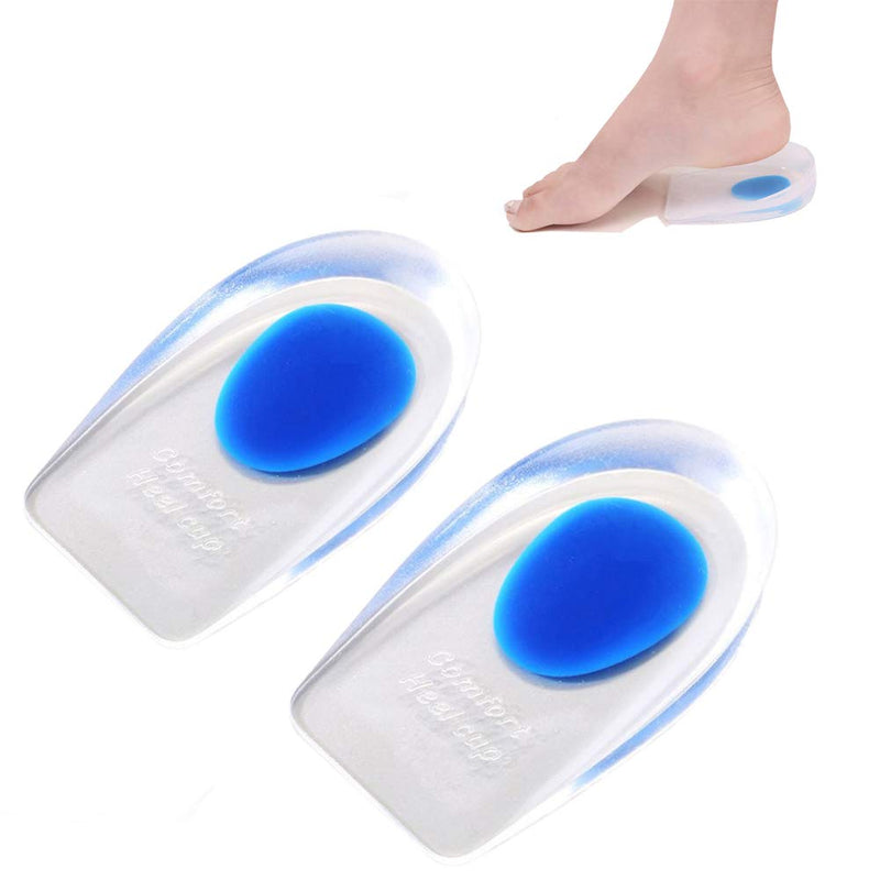 [Australia] - 1 Pair Gel Heel Cups Plantar Fasciitis Inserts Pads for Heel Pain, Bone Spur & Achilles Pain 40-45 (UK7.5-10) Blue 