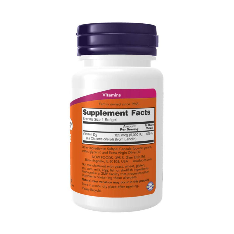 [Australia] - Now Foods Vitamin D3 5,000 IU, 240 softgels (Pack of 2) 