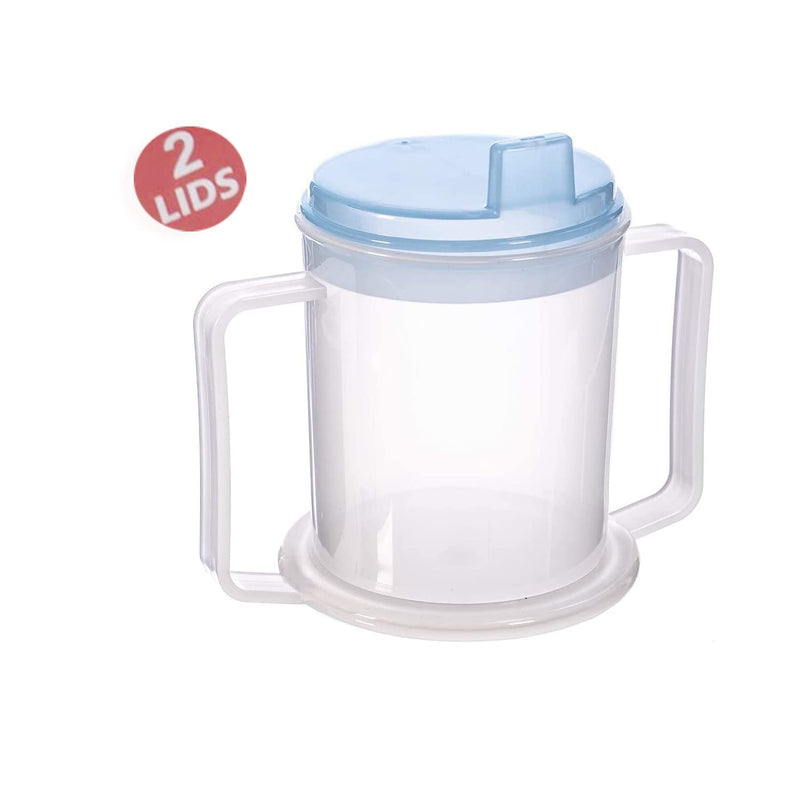 [Australia] - Wolvex Adult Drinking Cup Beaker with Handles & Anti Spill lids for Disabled Adults Dishwasher and Microwave Safe BPA, PVC and Latex Free 
