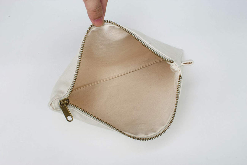 [Australia] - Cosmetic Bag Multipurpose Makeup Bag with Zipper Cotton Canvas Bag Travel Toiletry Pouch DIY Craft Bag Pencil Bag (Beige, s) Beige Small 