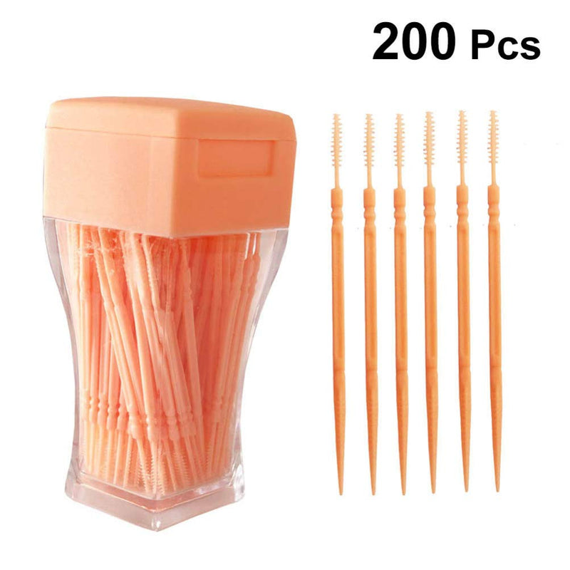 [Australia] - Interdental Brush Toothpick Tooth Flossing Double Head Plastic Tooth Cleaning Tool for Oral Cleaning Care - 200pcs(Watermelon Red) Watermelon Red 