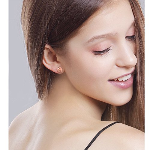 [Australia] - Alphm S925 Sterling Silver Rose Flower Earrings Ring Pendant Necklace Jewelry for Women Teen Girl Earrings: Rose 