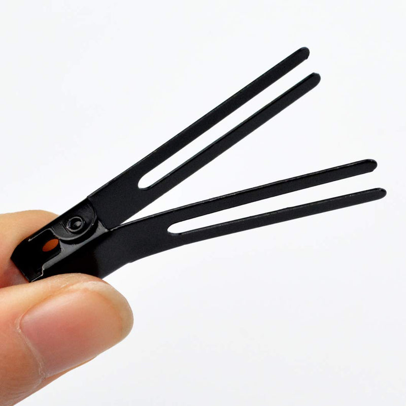 [Australia] - 50pcs Hairdressing Double Prong Curl Clips, Wobe 1.8" Curl Setting Section Hair Clips Metal Alligator Clips Hairpins for Hair Bow Great Pin Curl Clip, Styling Clips for Hair Salon Barber (Black) Black 