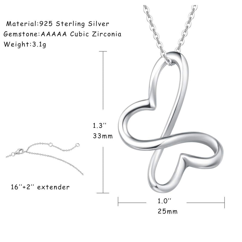 [Australia] - FANCIME 925 Sterling Silver Vivid Big Butterfly Pendant Necklace Hollow Cute Charm Creative Animals Necklace High Polish Dainty Fine Jewelry Gifts for Women Teen Girls,16+ 2" Extender 