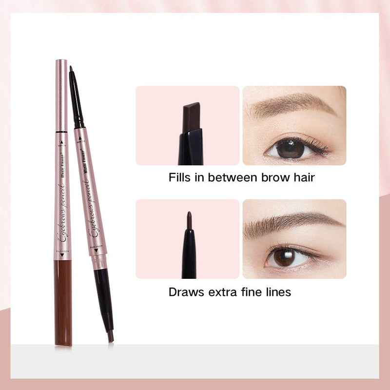 [Australia] - Music Flower Double Head Eyebrow Pencil Stereoscopic Eye Makeup Waterproof Smudge-proof Long-lasting Silky (2#Light Brown) 2# Light coffee 