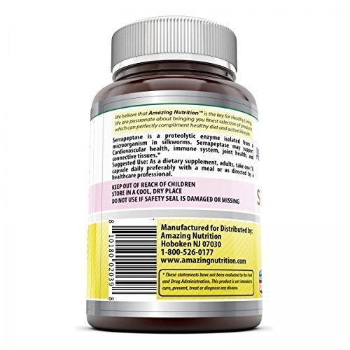 [Australia] - Amazing Nutrition Serrapeptase 40,000 IU 270 Capsules (Non-GMO, Gluten-Free) - Natural Anti-Inflammatory - Promotes Healthy Sinuses - Supports Cardiovascular Immune and Arterial Health 