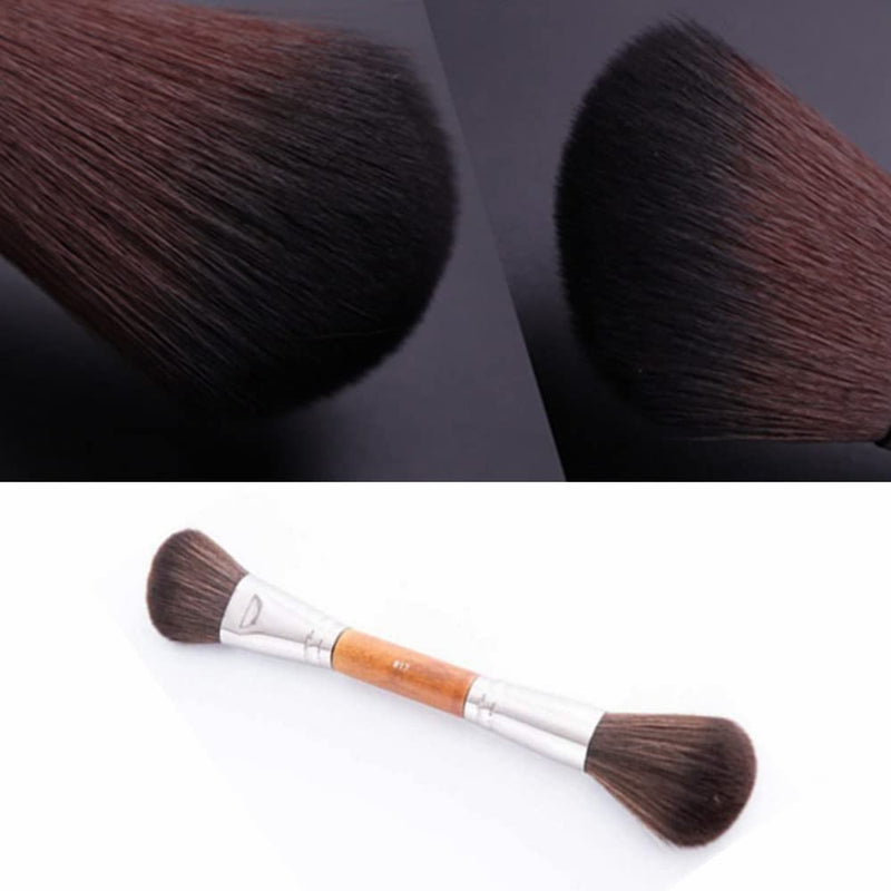 [Australia] - 1PACK Double Ended Makeup Brushes Professional Soft with Wooden Handles Natural Wooden Handle Bronzer/Blush/Contour/Partially loose powder/shadow contour brush for Travel Home Makeup Gifts 