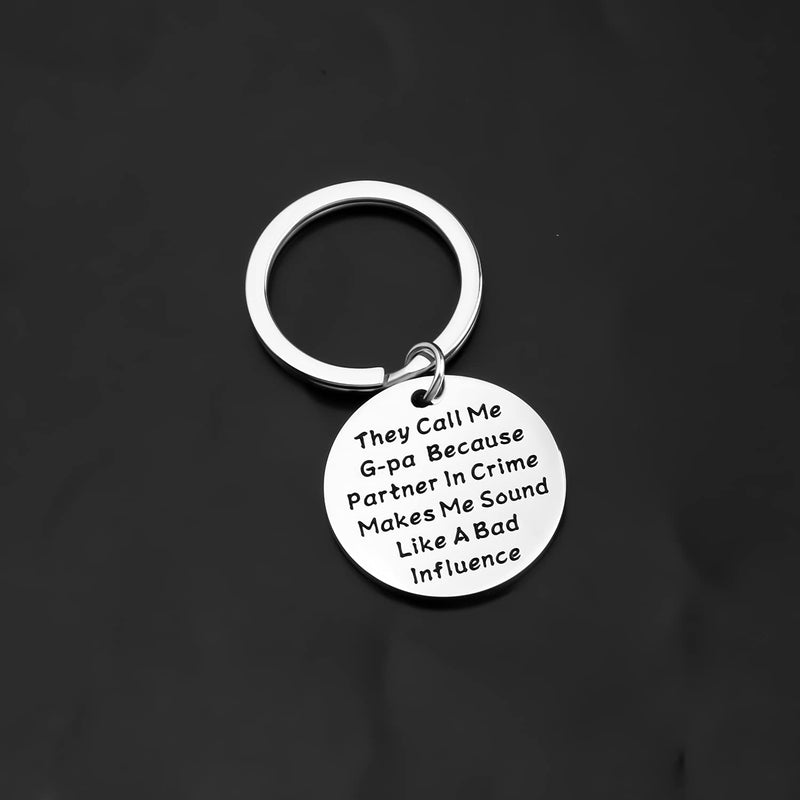 [Australia] - BEKECH Funny G-Pa Gift They Call Me G-pa Because Partner In Crime Makes Me Sound Like A Bad Influence Father’s Day Gift for G-pa Gpa Birthday Jewelry silver 