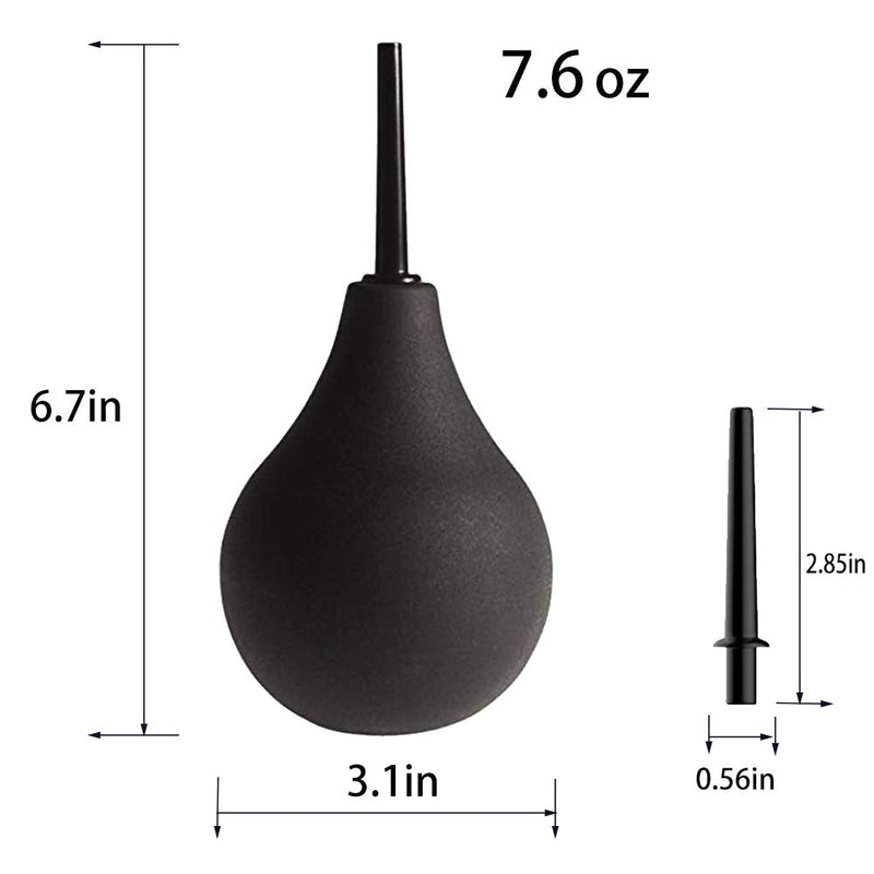 [Australia] - GNEGKLEAN Black Silicone Enema Bulb Kit 7.6oz Clean Anal Douche for Men Women with 19.7in Hose+4 Replaceable Nozzle (Black) 