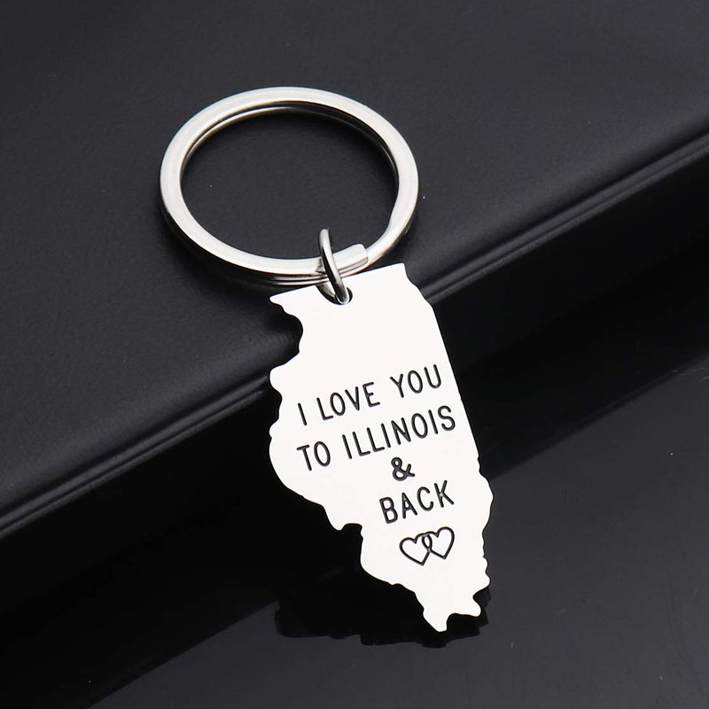 [Australia] - JINGMARUO I Love You to (State Name) and Back Keychain Long Distance Relationships Gifts State Map Keyring Going Away Gift for Boyfriend Girlfriend I Love You to Illinois and Back 