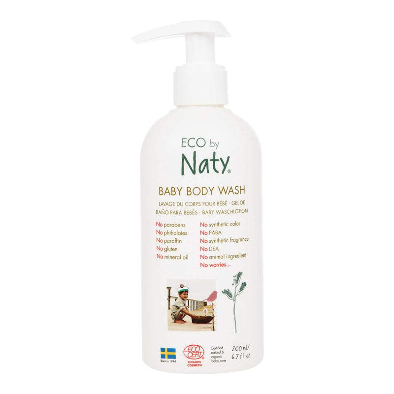 [Australia] - Eco by Naty Baby Body Wash – Cleansing, Hypoallergenic Shower Gel, Plant Based Body Wash made with Aloe Vera and Nourishing Oil (200 ml Bottle) 200 ml (Pack of 1) Baby Wash Gel 