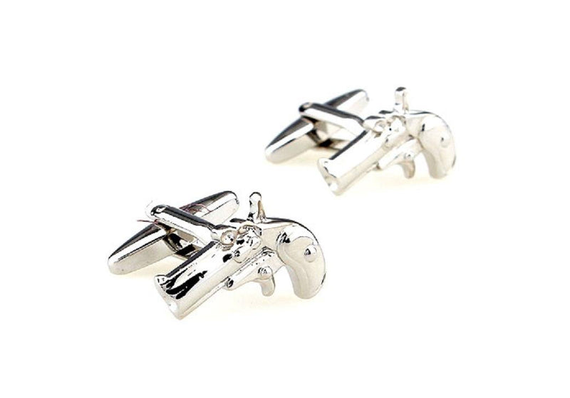 [Australia] - MRCUFF Pistol Derringer Gun Pair Cufflinks in a Presentation Gift Box & Polishing Cloth 