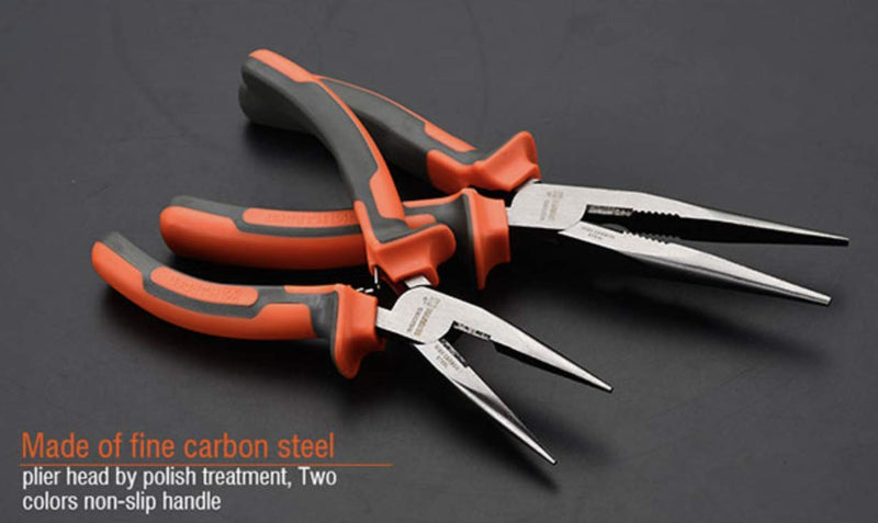 [Australia] - Edward Tools Pro-Grip Needle Nose Pliers 6” - Hard Carbon Steel Jaws - Spring Loaded Design for Easier Use - Ergo Soft Handle with Safety Ridge - Long Reach for Home, Fishing, Jewelry, Crafts (1) 1 