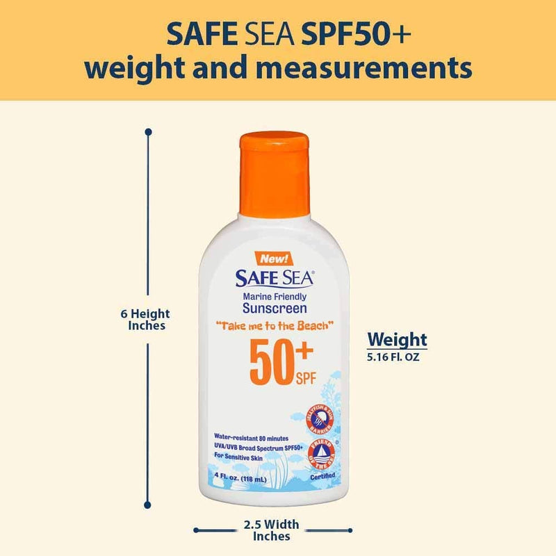 [Australia] - Safe Sea SPF50+ lotion 4oz. Anti-Jellyfish Sting Protective Lotion Sunscreen, Protects against Sea Lice Stings, JellyFish Stings and Fire Corals. Eco-friendly and Reef-Safe Sunscreen (1-pack 50SPF) 118.3 ml (Pack of 1) 