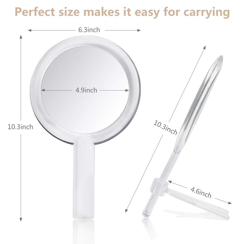 [Australia] - Gotofine Double Sided 1x - 7X Magnification Hand Held Makeup Mirror with Stand,Clear (7X) 