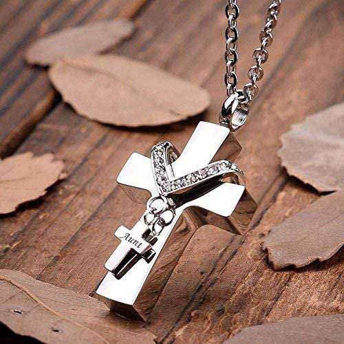 [Australia] - MEMORIALU Cross Urn Necklaces for Ashes Cremation Crucifix Keepsake Memorial Pendant Necklace Aunt 