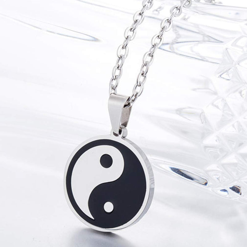 [Australia] - Mgutillart Fashion Stainless Steel Yin Yang Medallion Pendant Tai Chi Round Chain Necklace 