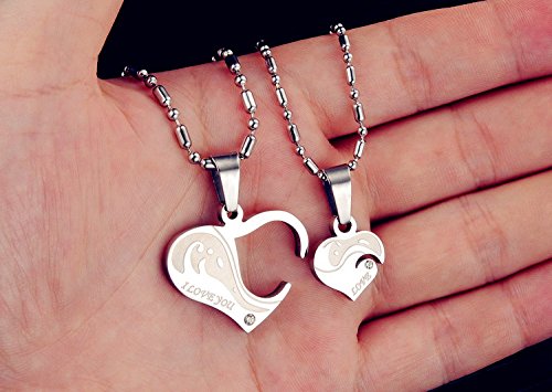 [Australia] - His & Hers Matching Set Titanium Stainless Steel Couple My Heart is Only for You Pendant Necklace Love Style in a Gift Box 