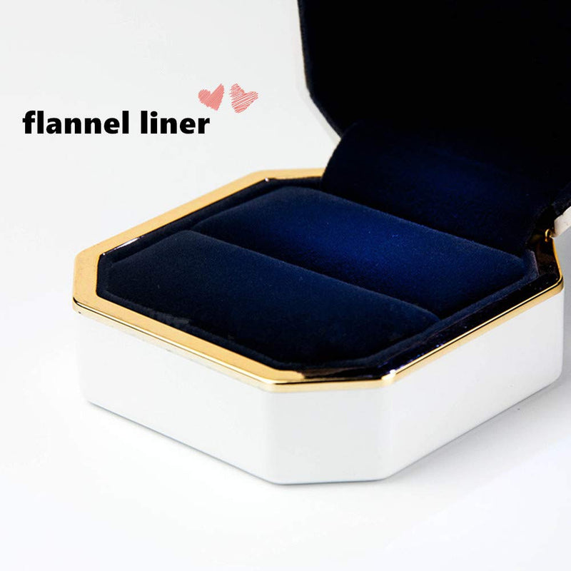[Australia] - BULYZER Ring Box with Led，Square Velvet Wedding Ring Case Jewelry Gift Box Light for Proposal Engagement Wedding White 