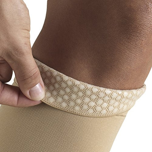 [Australia] - Truform 30-40 mmHg Compression Stockings for Men and Women, Knee High Length, Dot-Top, Open Toe, Beige, Medium 