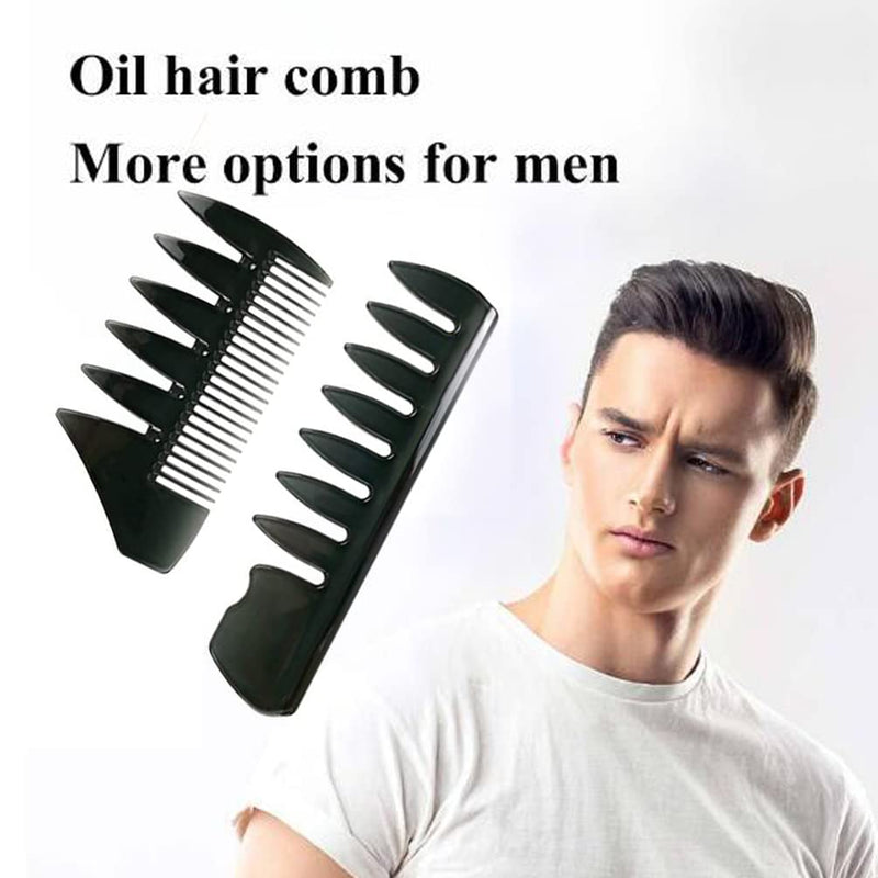 [Australia] - 3 Pieces Men Styling Comb, Black Pompadour Comb Mens Comb Wide Tooth Comb Streaker Comb Afro Hair Barber Comb for Wet Curly Thick Oil Hair 