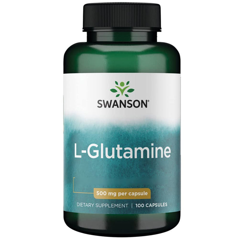 [Australia] - Swanson, L-Glutamine, 500mg, 100 Capsules, Amino Acid, High Dose, Lab-Tested, Soy Free, Gluten Free, Non-GMO 