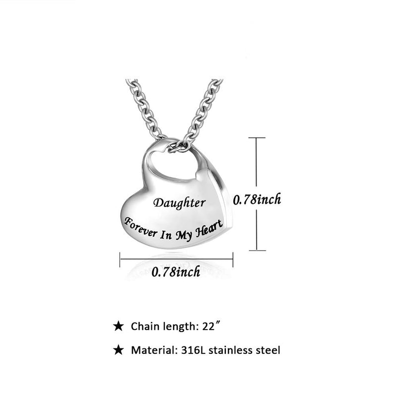 [Australia] - New Heart Cremation Urn Necklace for Ashes Memorial Pendant stainless steel Jewelry,Forever in My Heart Carved Locket,Gift for dad&mom Daughter 