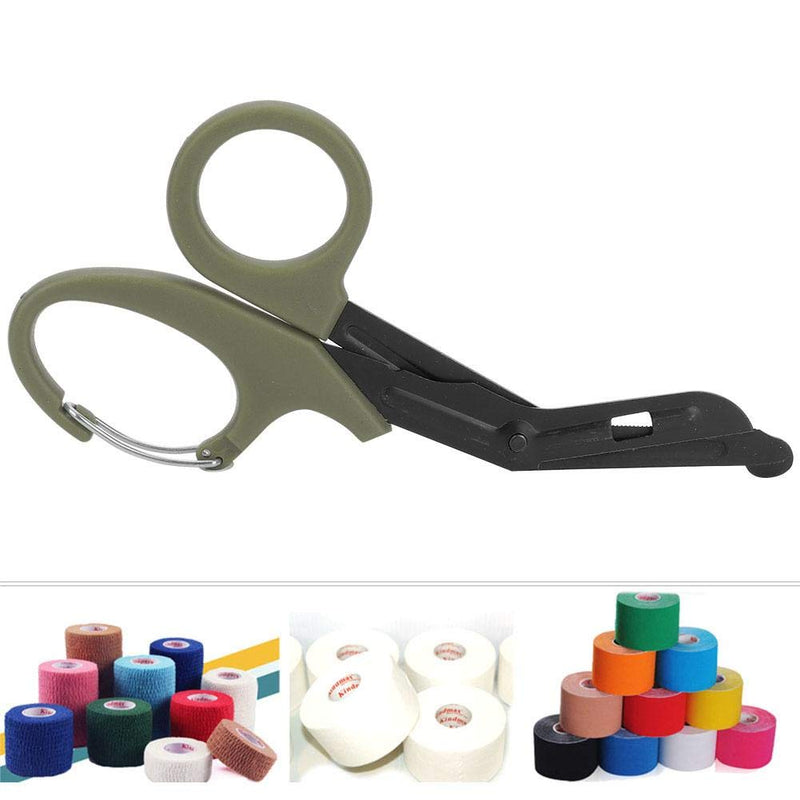 [Australia] - Scissors, EMT and Trauma Shears, Titanium Bandage Shears 7.2'' Bent Stealth Black for Nurses, Students, Emergency Room (Green) Green 