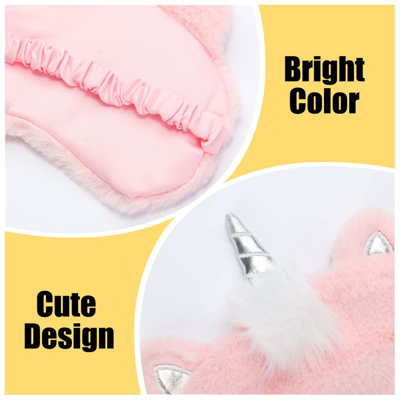 [Australia] - 4Pcs Cute Sleep Mask, Unicorn Cartoon Eye Mask for Travel Nap Sleep Lunch Break Overnight Party, Soft Plush Blindfold Eye Covers for Women Girls Kids Style3 