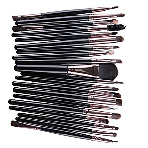 [Australia] - Kolight 20pcs Cosmetic Makeup Brushes Set Eyeshadow Lip Brush for Beautiful Female (Black+Coffee) Black+Coffee 