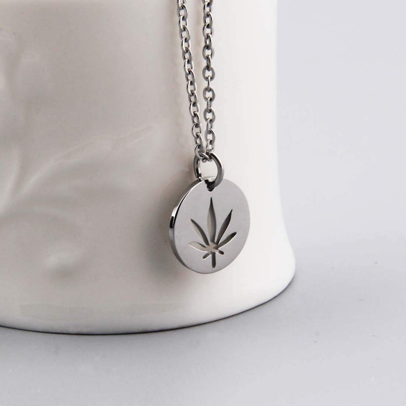 [Australia] - Cutout Marijuana Pot Leaf Necklace Bracelet Cannabis 420 Jewelry Silver 