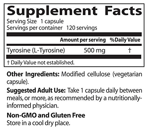 [Australia] - Doctor's Best L-Tyrosine, Healthy Brain Function, Amino Acid, Healthy Glandular Function, Non-GMO, Gluten Free, 120 VC 